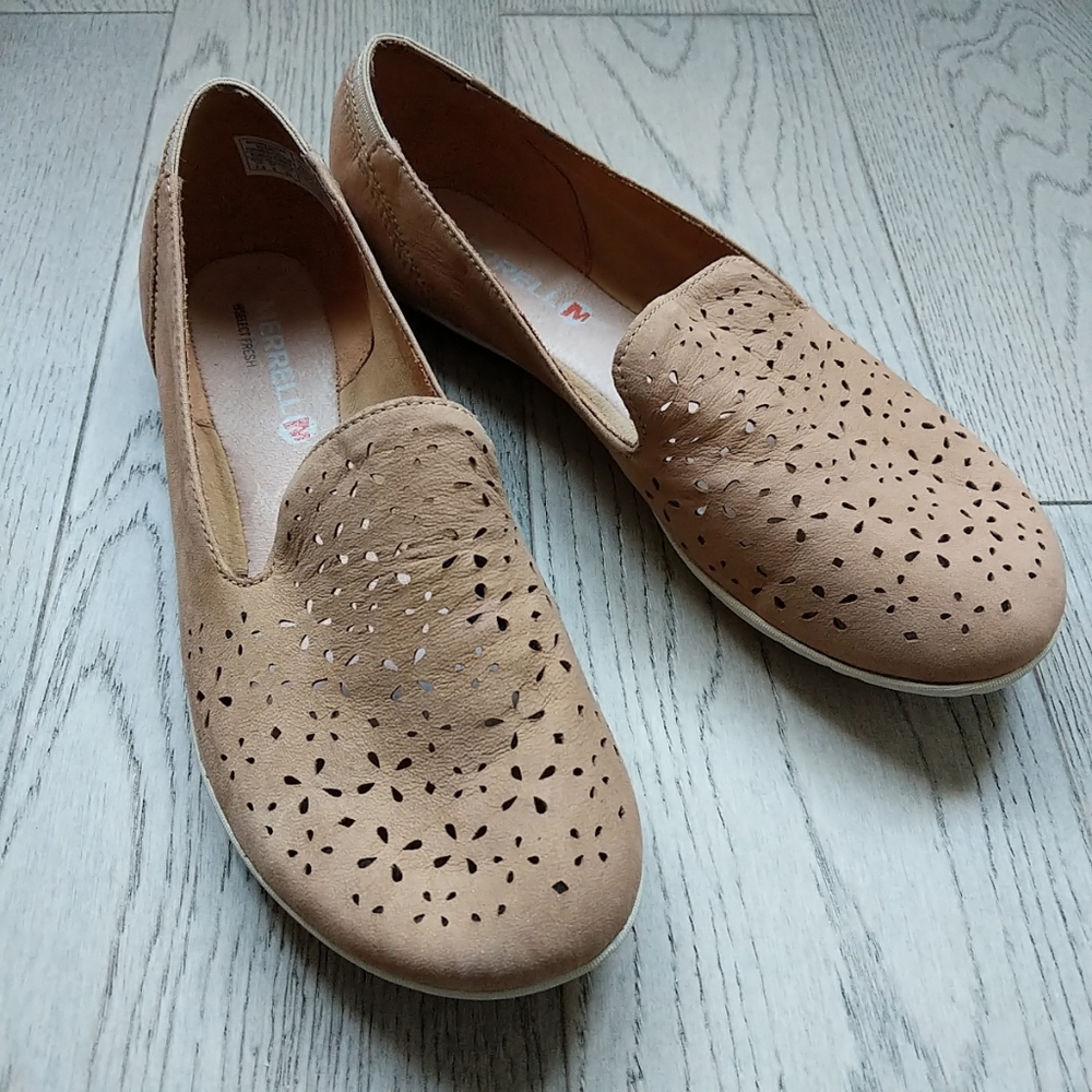 Merrell Mimix Daze Brown Sugar Beige Leather Flats
